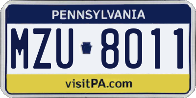 PA license plate MZU8011