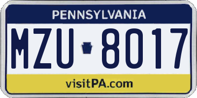 PA license plate MZU8017