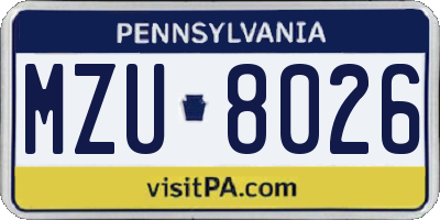 PA license plate MZU8026