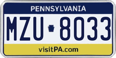 PA license plate MZU8033