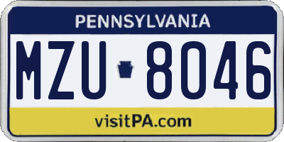 PA license plate MZU8046