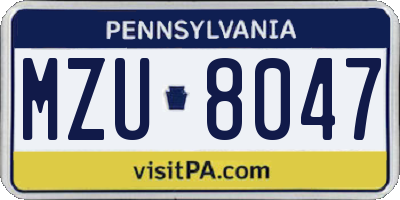 PA license plate MZU8047