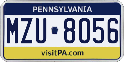 PA license plate MZU8056