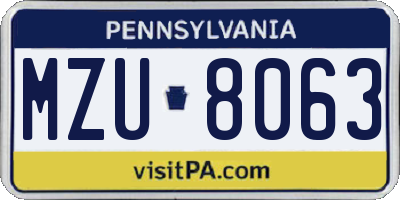 PA license plate MZU8063