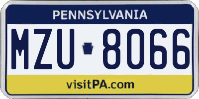 PA license plate MZU8066