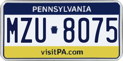 PA license plate MZU8075