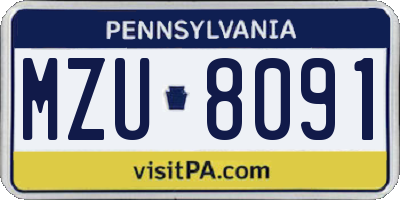PA license plate MZU8091