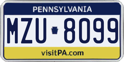 PA license plate MZU8099