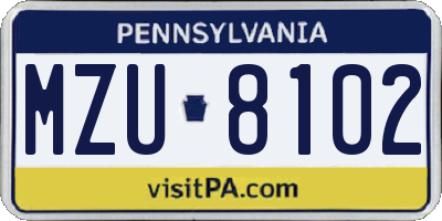 PA license plate MZU8102