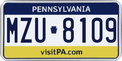 PA license plate MZU8109
