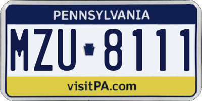 PA license plate MZU8111