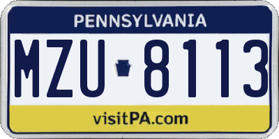 PA license plate MZU8113