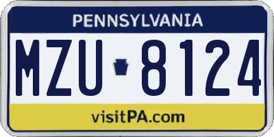 PA license plate MZU8124