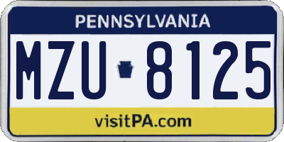 PA license plate MZU8125