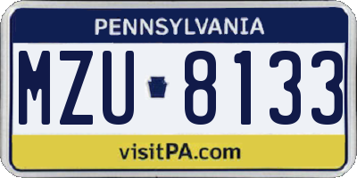 PA license plate MZU8133