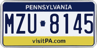PA license plate MZU8145