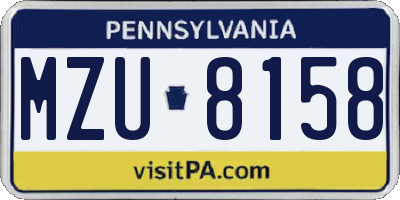 PA license plate MZU8158