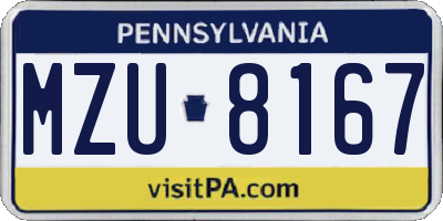 PA license plate MZU8167