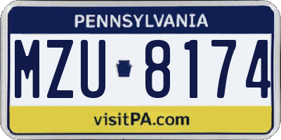 PA license plate MZU8174