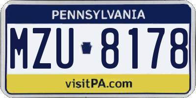 PA license plate MZU8178