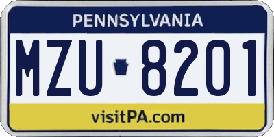 PA license plate MZU8201