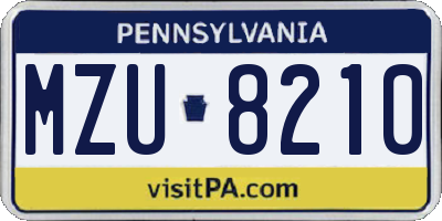 PA license plate MZU8210