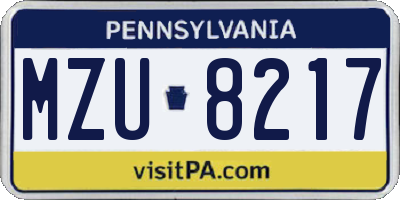 PA license plate MZU8217
