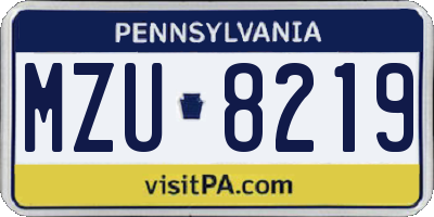 PA license plate MZU8219