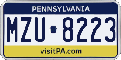 PA license plate MZU8223