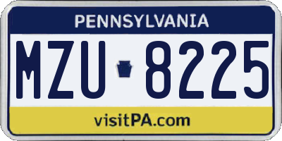 PA license plate MZU8225
