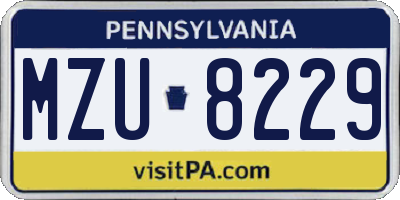 PA license plate MZU8229