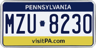 PA license plate MZU8230