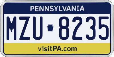 PA license plate MZU8235