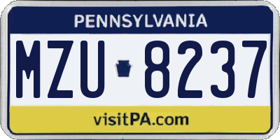 PA license plate MZU8237