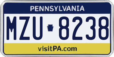 PA license plate MZU8238
