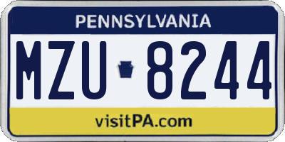 PA license plate MZU8244