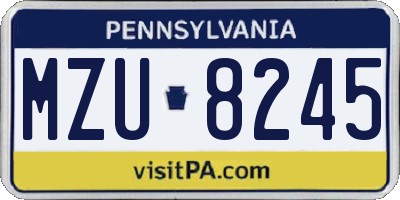 PA license plate MZU8245