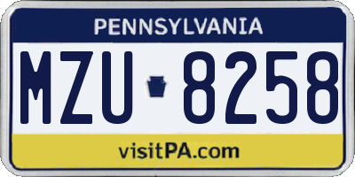 PA license plate MZU8258