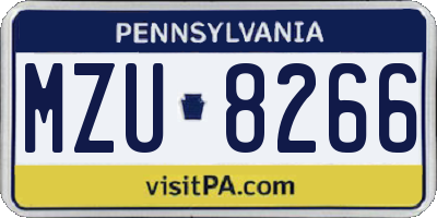 PA license plate MZU8266