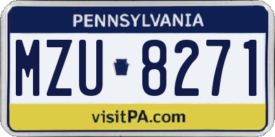 PA license plate MZU8271