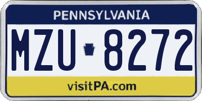PA license plate MZU8272