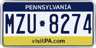 PA license plate MZU8274