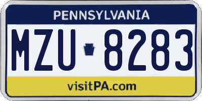 PA license plate MZU8283