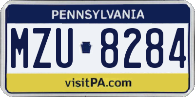 PA license plate MZU8284