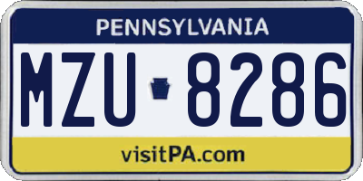 PA license plate MZU8286