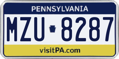 PA license plate MZU8287