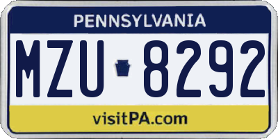 PA license plate MZU8292