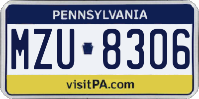PA license plate MZU8306