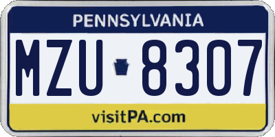 PA license plate MZU8307