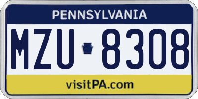 PA license plate MZU8308